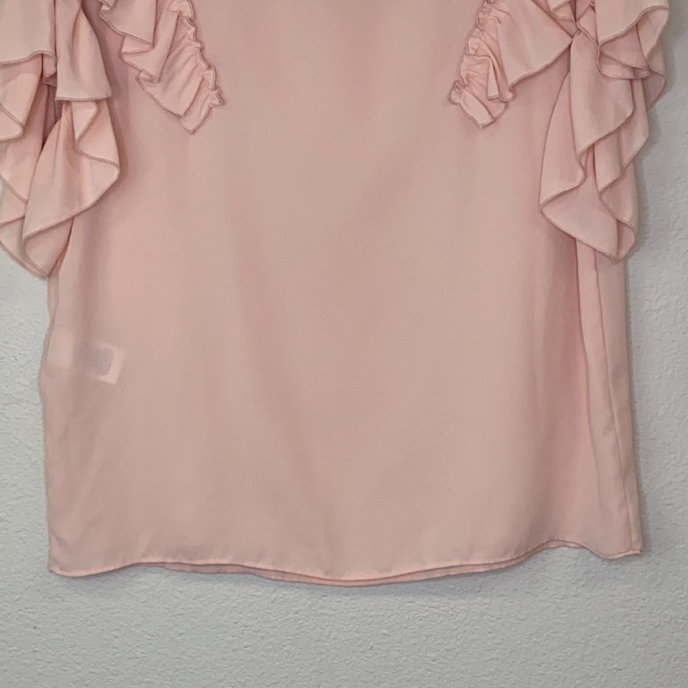 Libby Edelman Short Sleeve Ruffle Blouse Size Med - Picture 7 of 10